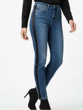 7 for All Mankind High-Waist Ankle Skinny Jeans with Coated Black Trim Size 25
